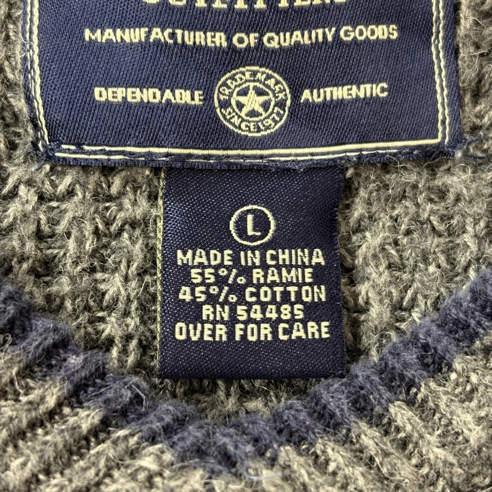 American Eagle Men Sweater Large Grey Striped V-Neck Waffle Knit Vintage 90s Y2K